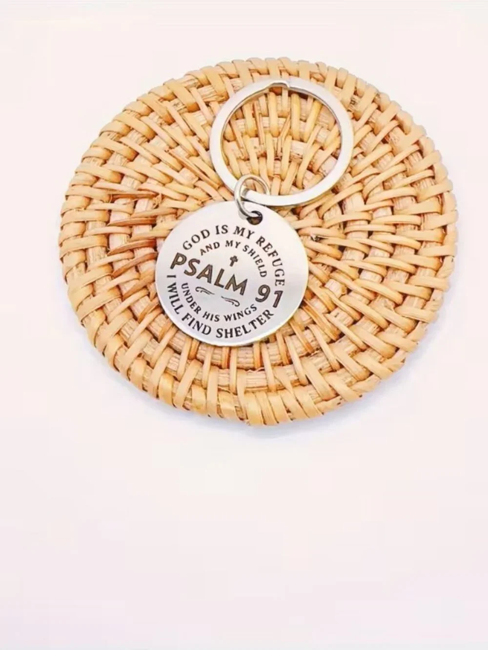 Psalm 91 Christian Keychain God Is My Refuge Shield Faith Inspirational Gift